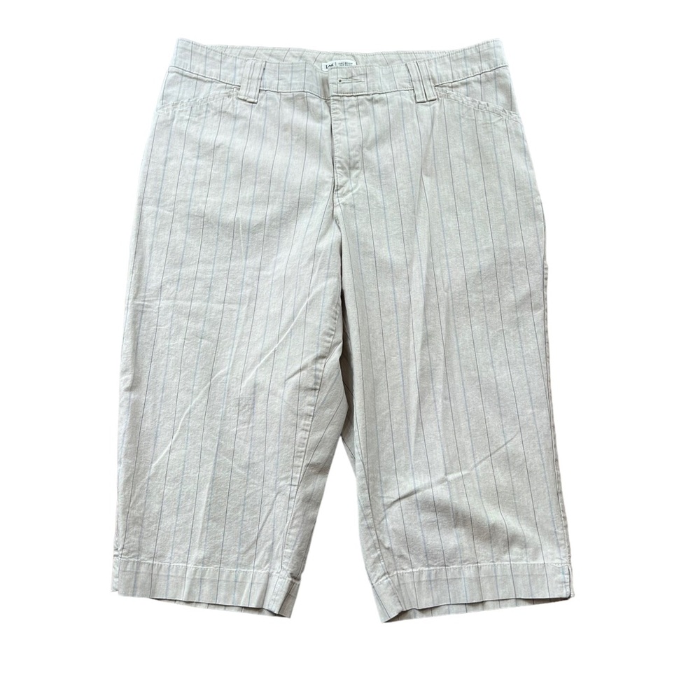 2/$15 Lee 16P just below the waist khaki pinstripe bermuda shorts cotton blend